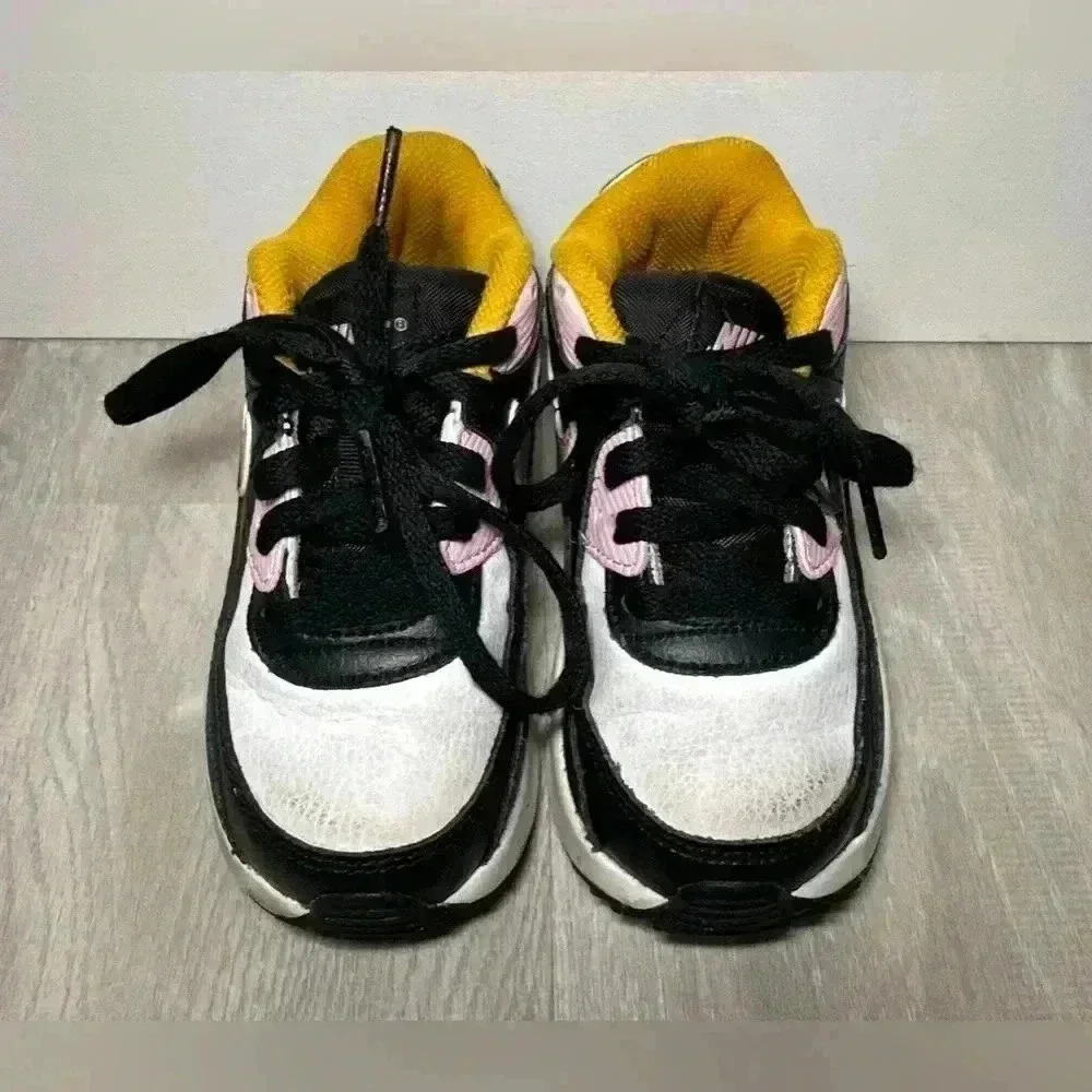 Nike Air Max 90 Toddler Shoes Black Pink White Yellow TD 9C CD6868 007